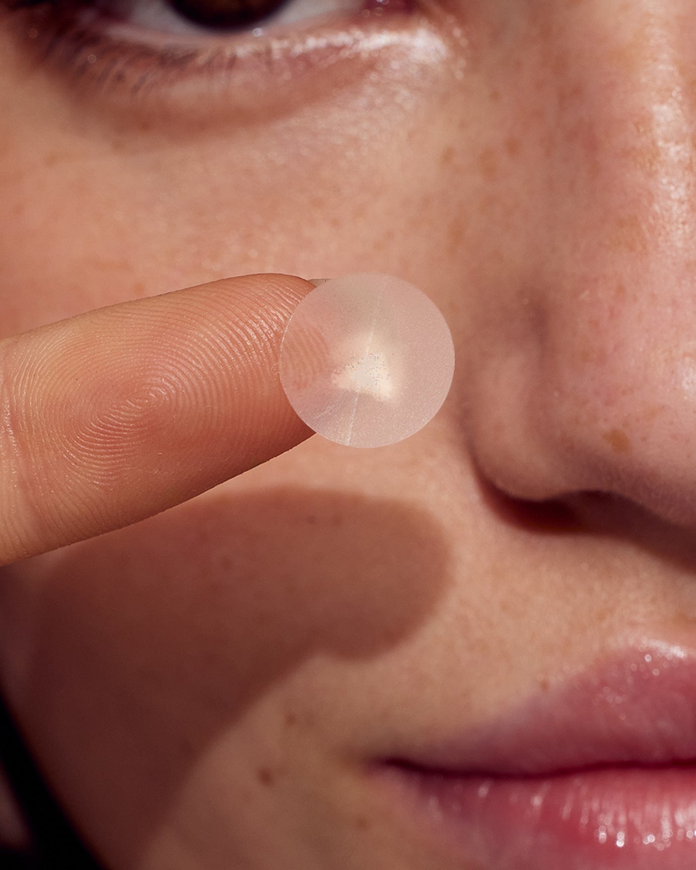 Fjern plasteret, når bumsen er absorberet, og det bliver hvidt.